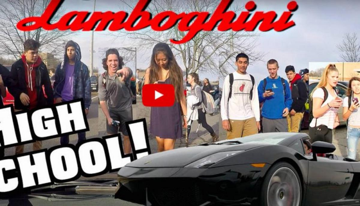 17 yr old records reaction of classmates after driving  Lamborghini to school